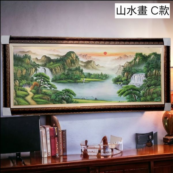 精選五款手繪油畫旭日東昇八方聚財山水畫風水畫命理師推薦掛畫辦公室必備買畫首選 招財掛畫, 流水畫, 山水畫, 風水 畫, 招財山水畫, 開運招財畫, 辦公室掛畫,買畫,新麗畫廊