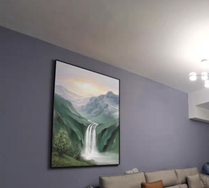 現代手繪油畫簡約山水無框畫財庫向右流向客廳玄關裝飾畫掛畫 現代手繪油畫簡約山水無框畫財庫向右流向客廳玄關裝飾畫掛畫
