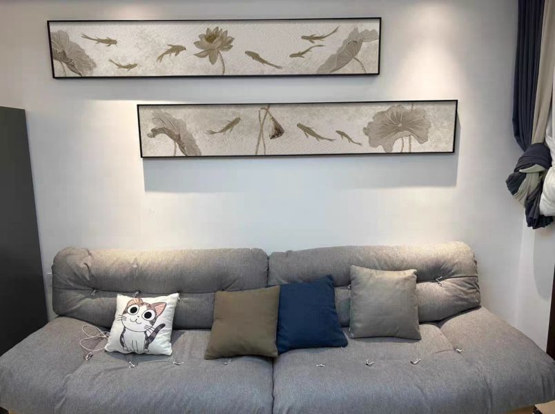 獨家販售雙拼手繪油畫新式侘寂九如魚裝飾畫送禮自用買畫首選 獨家販售雙拼手繪油畫新式侘寂九如魚裝飾畫送禮自用買畫首選