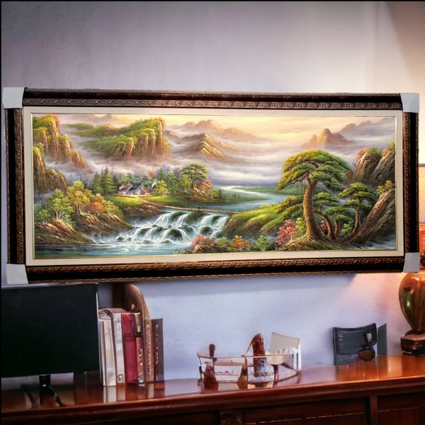 手繪油畫辦公室風水掛畫左流向招財山水畫源遠流長裝飾畫藝術掛畫風水畫首選 手繪油畫辦公室掛畫左流向招財山水畫源遠流長裝飾畫藝術掛畫風水畫首選風水油畫, 客廳裝飾, 畫作, 畫布, 玄關裝飾, 發財樹畫, 畫 海, 九如, 發財金, 掛画, 靠山畫, 開店送禮, 送禮黃金, 金泊, 招財圖, 鹿 畫, 豐收畫, 搖錢樹, 年年有魚, 招財掛畫, 流水畫