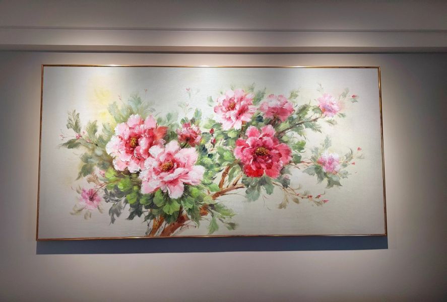 手繪油畫現代牡丹沙發牆客廳餐桌裝飾畫藝術掛畫 手繪油畫現代牡丹沙發牆客廳餐桌裝飾畫藝術掛畫