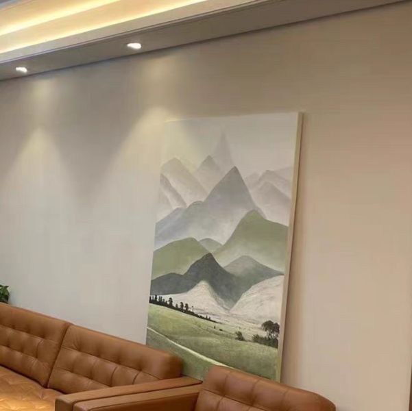 手繪油畫日式無印靠山原野清新自然裝飾畫無框畫掛畫 手繪油畫日式無印靠山圖清新自然療癒裝飾畫無框畫掛畫