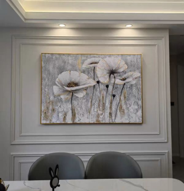 手繪油畫現代厚油肌理典雅花卉裝飾畫客廳餐桌 手繪油畫現代厚油肌理典雅花卉裝飾畫客廳餐桌