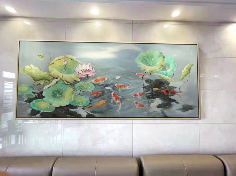 手繪油畫高級唯美九如魚裝飾畫客廳沙發牆細緻筆觸藝術掛畫 手繪油畫高級唯美九如魚裝飾畫客廳沙發牆細緻筆觸藝術掛畫