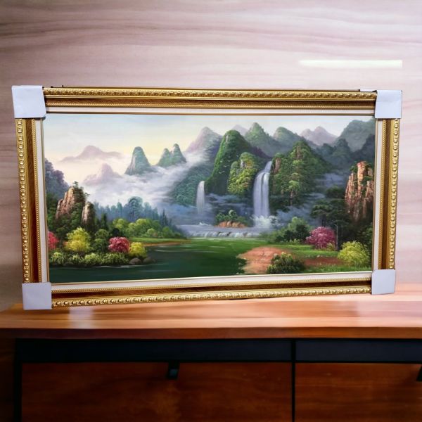 手繪油畫財源廣進向左流水風水師推薦山水畫買畫首選 手繪油畫財源廣進向左流水畫風水師推薦山水畫買畫首選