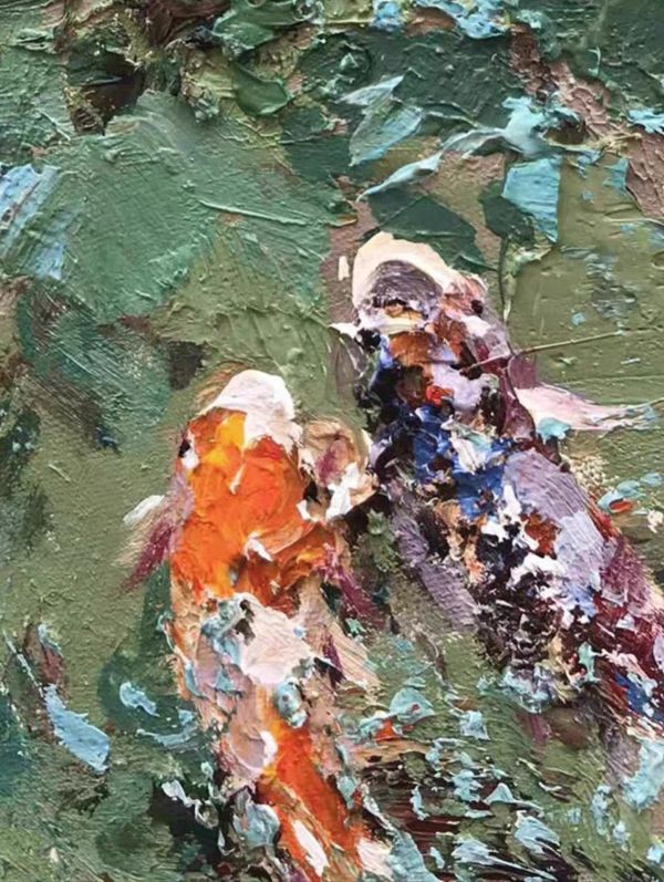 手繪油畫典雅九如魚高級裝飾畫立體肌理藝術掛畫送禮自用 手繪油畫典雅九如魚高級裝飾畫立體肌理藝術掛畫送禮自用