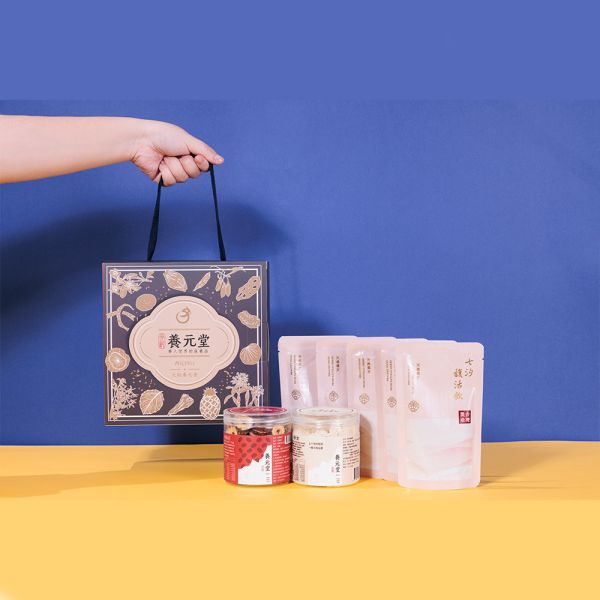 中秋臻藏禮盒(中款B) 送禮,中秋節,健康,養生,漢方,心意,四物飲,養顏美容,草本,保養,杏仁粉,補氣,養氣,紅棗脆片,果乾,天然