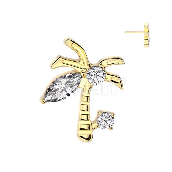 24K PVD-夏日椰子樹 40en歐美耳飾,歐美耳環,14K耳環,不過敏耳環,歐美風格,14k純金,輕奢耳飾,鈦金屬,鈦合金