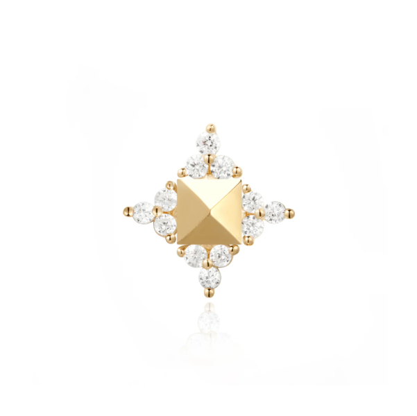 Ember-鑲鑽方形菱格 40en歐美耳飾,歐美耳環,14K耳環,不過敏耳環,歐美風格,19k純金,輕奢耳飾,實驗室培育鑽