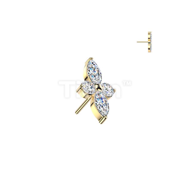 24K PVD-四瓣花 40en歐美耳飾,歐美耳環,14K耳環,不過敏耳環,歐美風格,14k純金,輕奢耳飾,鈦金屬,鈦合金