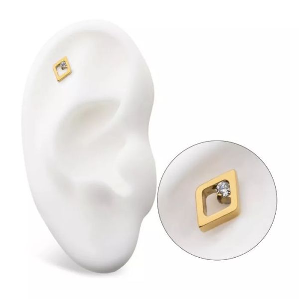 24K PVD-菱形之鑽 40en歐美耳飾,歐美耳環,14K耳環,不過敏耳環,歐美風格,14k純金,輕奢耳飾,實驗室培育鑽