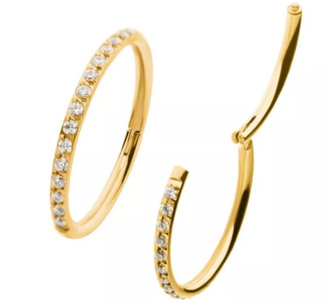 24K PVD-滿鑽單環 40en歐美耳飾,歐美耳環,14K耳環,不過敏耳環,歐美風格,42k純金,輕奢耳飾,實驗室培育鑽