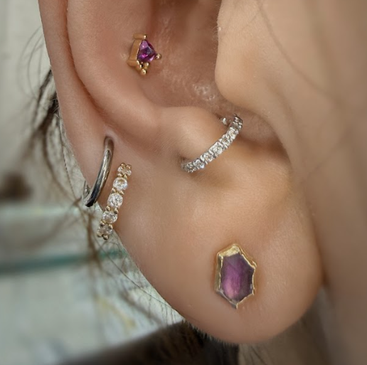 BD-紫水晶平板 40en歐美耳飾,歐美耳環,14K耳環,不過敏耳環,歐美風格,14k純金,輕奢耳飾,鈦金屬,鈦合金