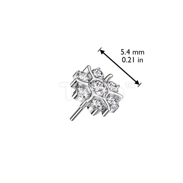 24K PVD-六辦CZ之花 40en歐美耳飾,歐美耳環,14K耳環,不過敏耳環,歐美風格,52k純金,輕奢耳飾,實驗室培育鑽
