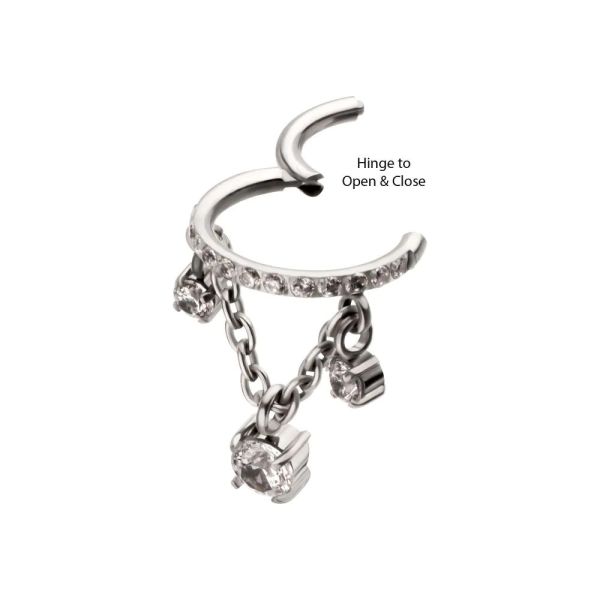 Ti-滿鑽垂吊耳窩環 40en歐美耳飾,歐美耳環,14K耳環,不過敏耳環,歐美風格,14k純金,輕奢耳飾,鈦金屬,鈦合金