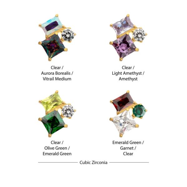 24K PVD-方圓鑽拼接 40en歐美耳飾,歐美耳環,14K耳環,不過敏耳環,歐美風格,26k純金,輕奢耳飾,實驗室培育鑽