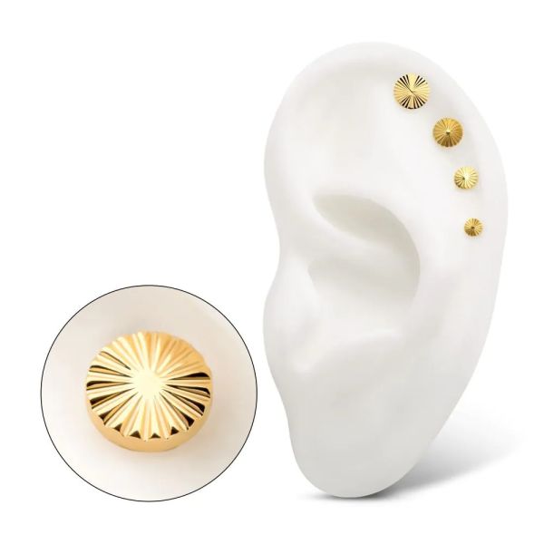 24K PVD-放射小圓盤 40en歐美耳飾,歐美耳環,14K耳環,不過敏耳環,歐美風格,26k純金,輕奢耳飾,實驗室培育鑽