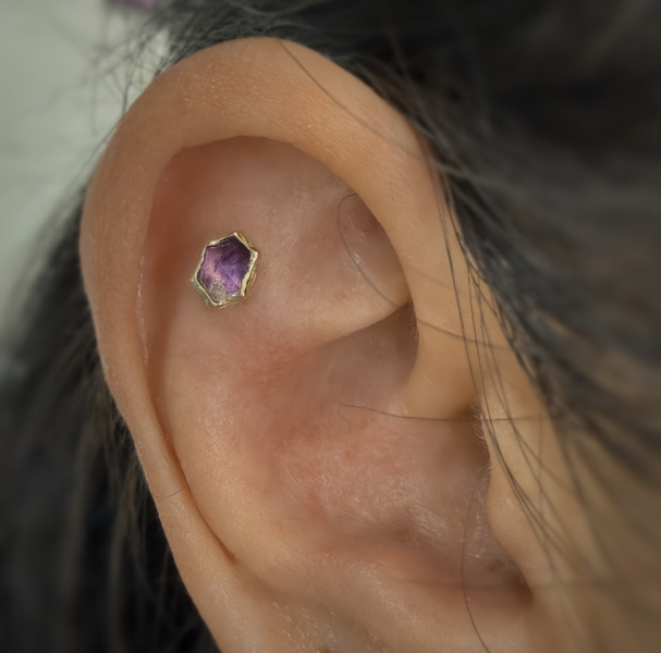 BD-紫水晶平板 40en歐美耳飾,歐美耳環,14K耳環,不過敏耳環,歐美風格,14k純金,輕奢耳飾,鈦金屬,鈦合金