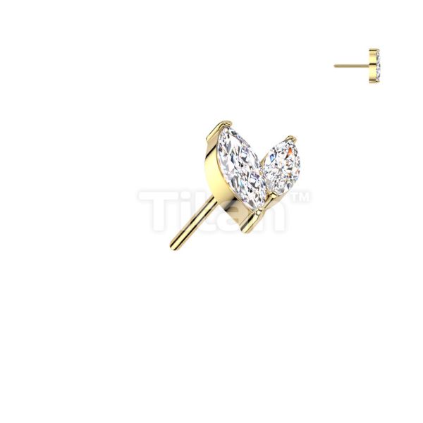 24K PVD-交錯雙梨葉 40en歐美耳飾,歐美耳環,14K耳環,不過敏耳環,歐美風格,14k純金,輕奢耳飾,鈦金屬,鈦合金