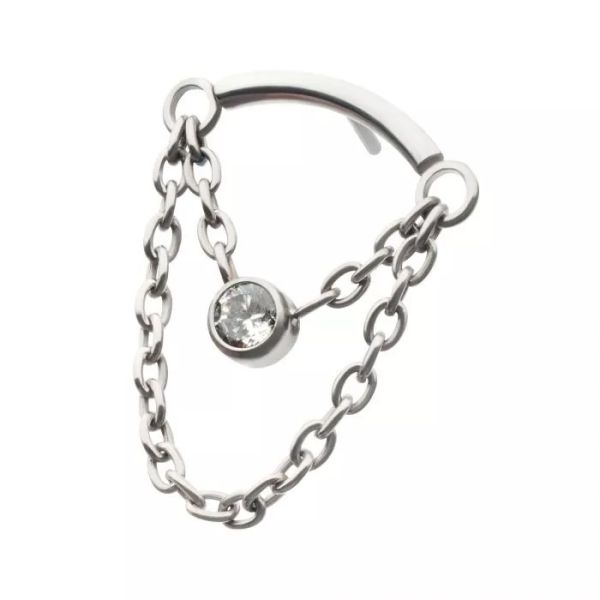 Ti-雙鍊之鑽隱藏環 40en歐美耳飾,歐美耳環,14K耳環,不過敏耳環,歐美風格,14k純金,輕奢耳飾,鈦金屬,鈦合金