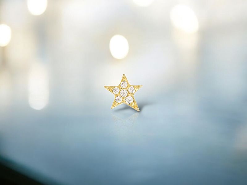 BD-六鑽五芒星 40en歐美耳飾,歐美耳環,14K耳環,不過敏耳環,歐美風格,14k純金,輕奢耳飾,鈦金屬,鈦合金