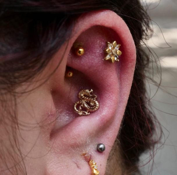 Junipurr-纏繞龍 40en歐美耳飾,歐美耳環,14K耳環,不過敏耳環,歐美風格,19k純金,輕奢耳飾,實驗室培育鑽