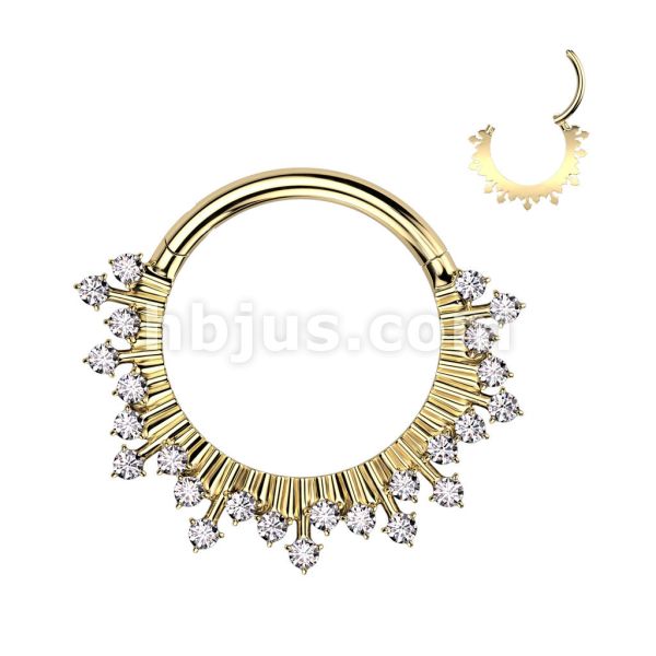 24K PVD-放射太陽鑽環 40en歐美耳飾,歐美耳環,14K耳環,不過敏耳環,歐美風格,14k純金,輕奢耳飾,鈦金屬,鈦合金