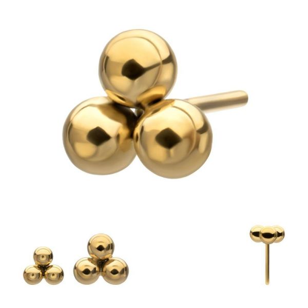 24K PVD-百搭三金珠 40en歐美耳飾,歐美耳環,14K耳環,不過敏耳環,歐美風格,37k純金,輕奢耳飾,實驗室培育鑽