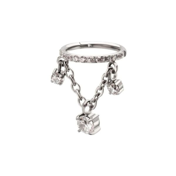 Ti-滿鑽垂吊耳窩環 40en歐美耳飾,歐美耳環,14K耳環,不過敏耳環,歐美風格,14k純金,輕奢耳飾,鈦金屬,鈦合金