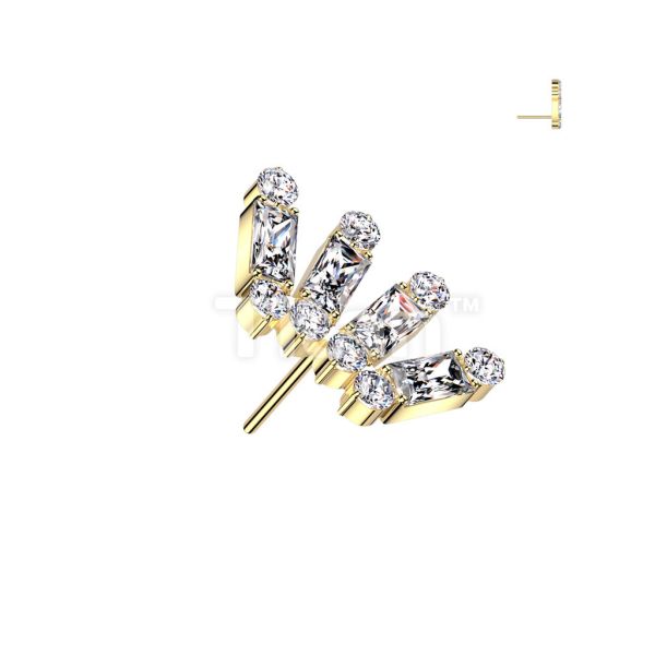 24K PVD-方鑽后冠 40en歐美耳飾,歐美耳環,14K耳環,不過敏耳環,歐美風格,14k純金,輕奢耳飾,鈦金屬,鈦合金