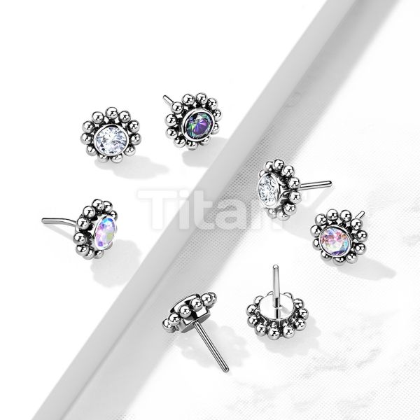 Ti-小圓珠花朵 40en歐美耳飾,歐美耳環,14K耳環,不過敏耳環,歐美風格,14k純金,輕奢耳飾,鈦金屬,鈦合金