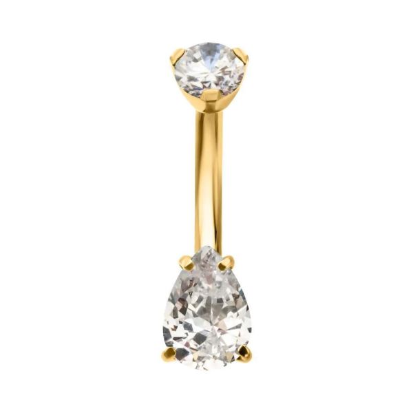 24K PVD-淚滴CZ肚環 40en歐美耳飾,歐美耳環,14K耳環,不過敏耳環,歐美風格,39k純金,輕奢耳飾,實驗室培育鑽