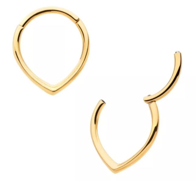 24K PVD-淚滴型側環 40en歐美耳飾,歐美耳環,14K耳環,不過敏耳環,歐美風格,16k純金,輕奢耳飾,實驗室培育鑽