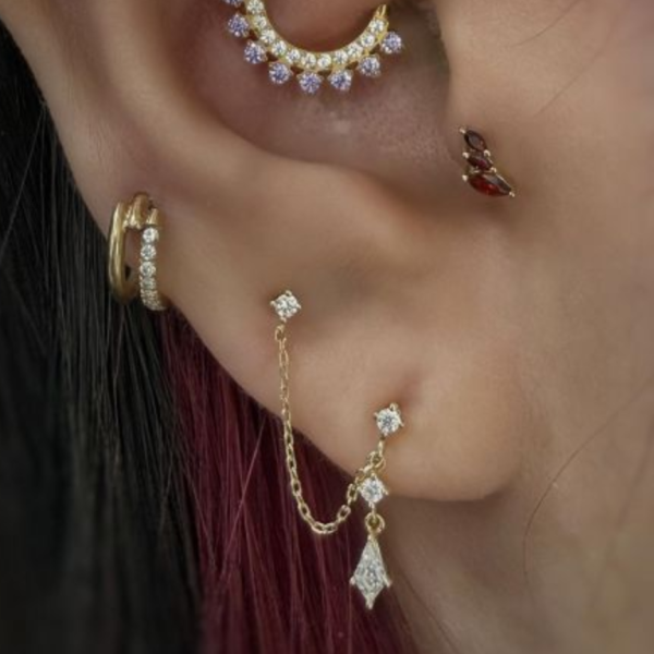 BD-風箏與CZ垂吊(雙耳洞) 40en歐美耳飾,歐美耳環,14K耳環,不過敏耳環,歐美風格,14k純金,輕奢耳飾,鈦金屬,鈦合金