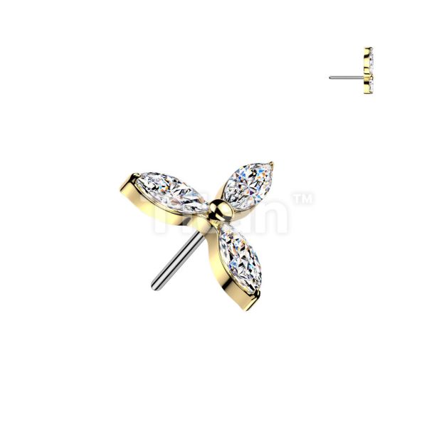 24K PVD-開枝三葉 40en歐美耳飾,歐美耳環,14K耳環,不過敏耳環,歐美風格,14k純金,輕奢耳飾,鈦金屬,鈦合金