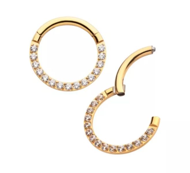 24K PVD-側面滿鑽環 40en歐美耳飾,歐美耳環,14K耳環,不過敏耳環,歐美風格,37k純金,輕奢耳飾,實驗室培育鑽