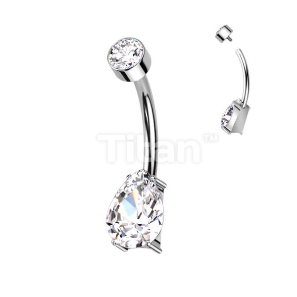 Ti-四爪水滴肚環 40en歐美耳飾,歐美耳環,14K耳環,不過敏耳環,歐美風格,39k純金,輕奢耳飾,實驗室培育鑽