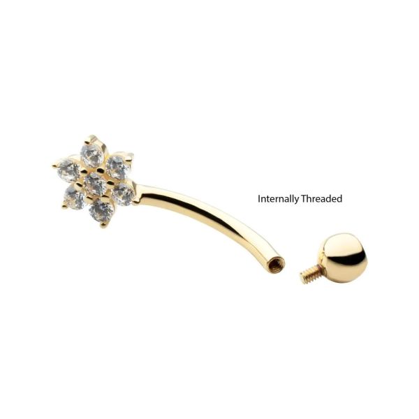 14K-六瓣花CZ肚環 40en歐美耳飾,歐美耳環,14K耳環,不過敏耳環,歐美風格,39k純金,輕奢耳飾,實驗室培育鑽