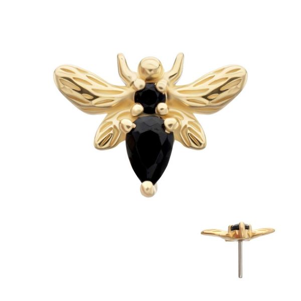 14K-黑鑽女王蜂 40en歐美耳飾,歐美耳環,14K耳環,不過敏耳環,歐美風格,19k純金,輕奢耳飾,實驗室培育鑽