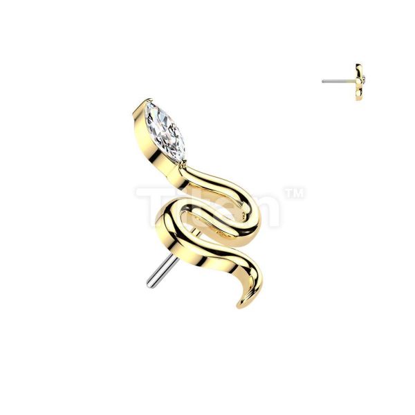 24K PVD-梨鑽小蛇 40en歐美耳飾,歐美耳環,14K耳環,不過敏耳環,歐美風格,14k純金,輕奢耳飾,鈦金屬,鈦合金