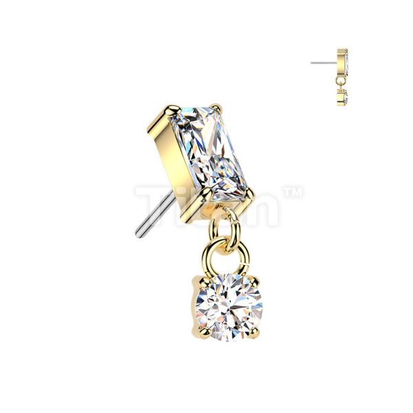 24K PVD-長方拼圓鑽掛墜 40en歐美耳飾,歐美耳環,14K耳環,不過敏耳環,歐美風格,14k純金,輕奢耳飾,鈦金屬,鈦合金
