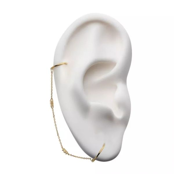 14K-雙2鑽單鍊Charm 40en歐美耳飾,歐美耳環,14K耳環,不過敏耳環,歐美風格,14k純金,輕奢耳飾,實驗室培育鑽