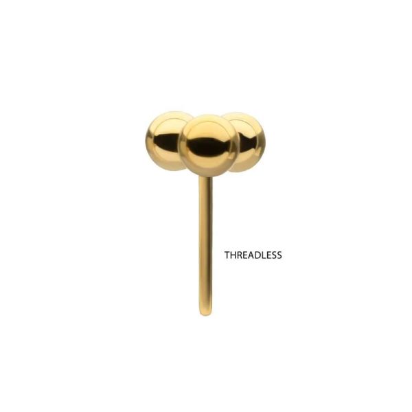 24K PVD-百搭三金珠 40en歐美耳飾,歐美耳環,14K耳環,不過敏耳環,歐美風格,37k純金,輕奢耳飾,實驗室培育鑽