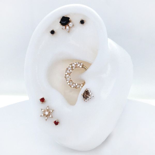 BD-四爪天然石榴石 40en歐美耳飾,歐美耳環,14K耳環,不過敏耳環,歐美風格,14k純金,輕奢耳飾,鈦金屬,鈦合金