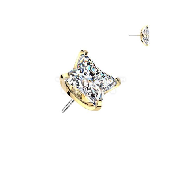 24K PVD-方鑽四瓣花 40en歐美耳飾,歐美耳環,14K耳環,不過敏耳環,歐美風格,14k純金,輕奢耳飾,鈦金屬,鈦合金