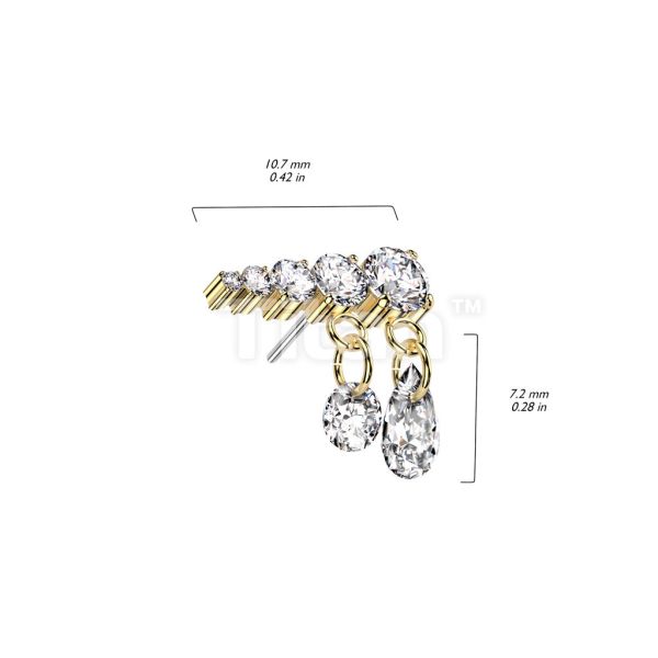 24K PVD-雙鑽瀑布 40en歐美耳飾,歐美耳環,14K耳環,不過敏耳環,歐美風格,14k純金,輕奢耳飾,鈦金屬,鈦合金