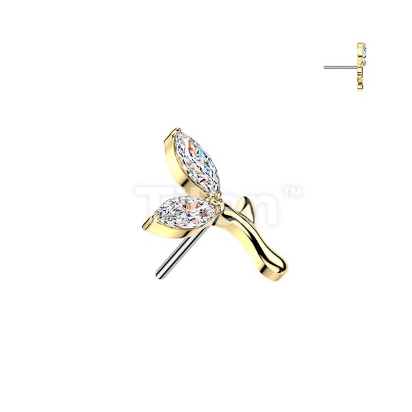 24K PVD-開枝雙葉 40en歐美耳飾,歐美耳環,14K耳環,不過敏耳環,歐美風格,14k純金,輕奢耳飾,鈦金屬,鈦合金