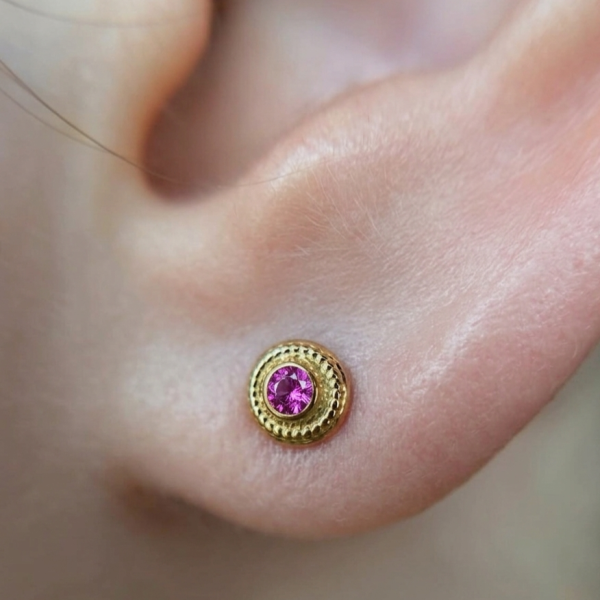Anatometal-18K鑲鑽復古圓盤 40en歐美耳飾,歐美耳環,14K耳環,不過敏耳環,歐美風格,19k純金,輕奢耳飾,實驗室培育鑽