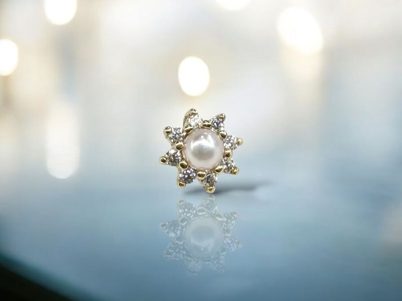 BD-淡水珍珠之花(成對販售) 40en歐美耳飾,歐美耳環,14K耳環,不過敏耳環,歐美風格,14k純金,輕奢耳飾,鈦金屬,鈦合金