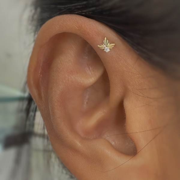 BD-放射三葉與CZ 40en歐美耳飾,歐美耳環,14K耳環,不過敏耳環,歐美風格,14k純金,輕奢耳飾,鈦金屬,鈦合金